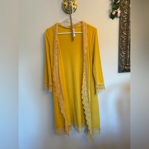 Yellow Lace Trim Cardigan